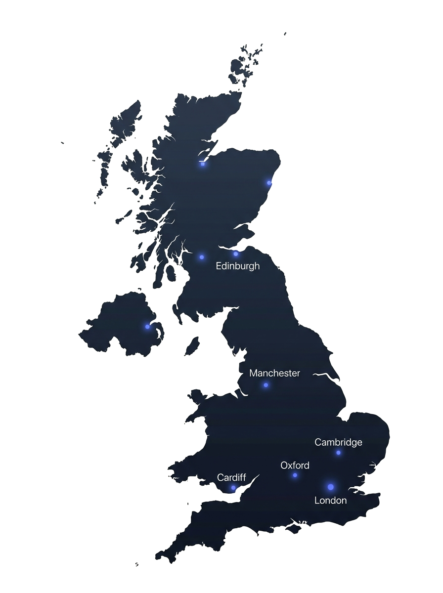 UK Coverage Map - Marketing Agency serving Oxford, Cambridge, Cardiff and the rest of the UK