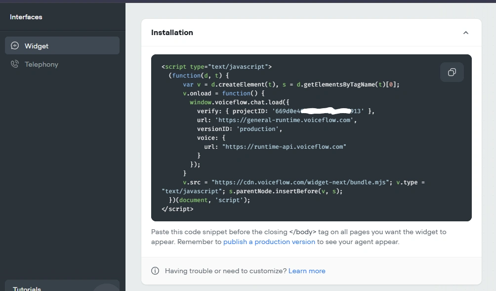 Voiceflow Deployment